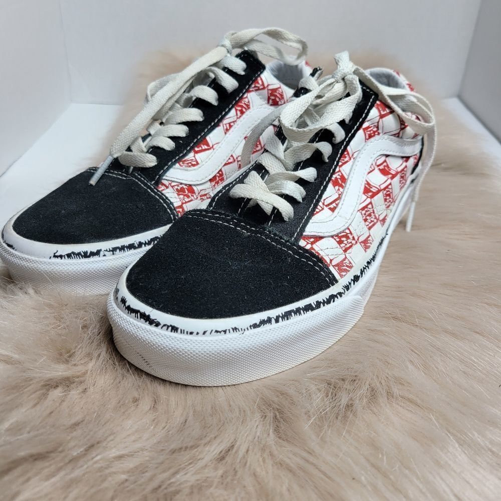 Vans Old Skool Sketch Checkerboard Skate Shoe - Black / Red / White